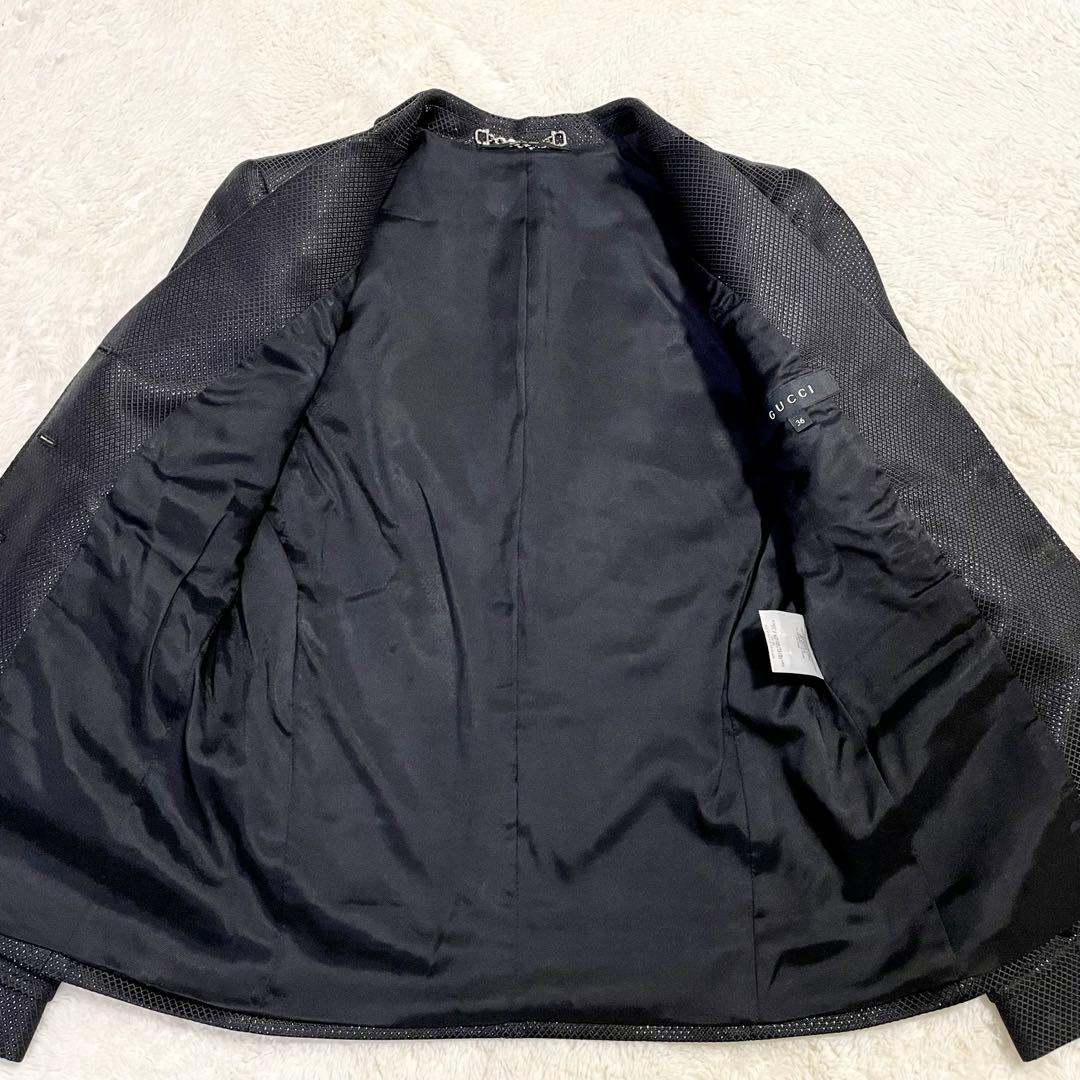 イタリア製 GUCCI グッチ シルク混 スカートスーツ セットアップ ブラック