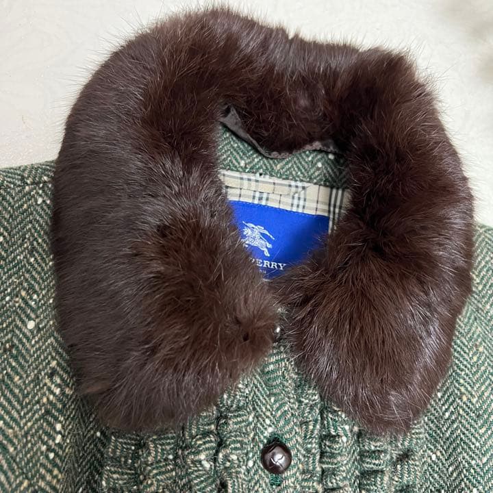 ちゃらん様 バーバリーブルーレーベルフリルツイードコート美シルエットラビット38