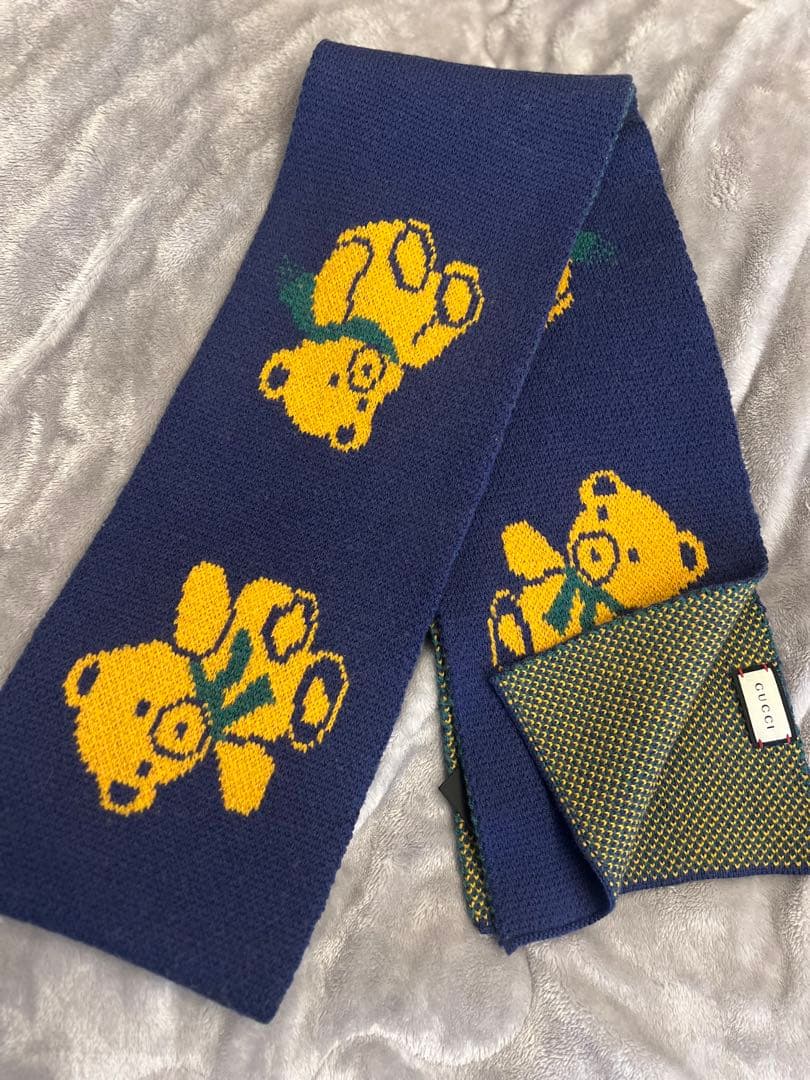 【GUCCI グッチ】マフラー ユニセックス ベアー くま ニット アニマル
