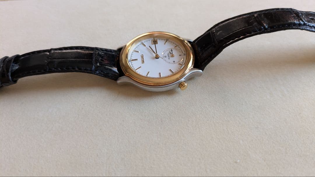 セイコー　アラーム　アンティーククォーツ　18kベゼル　動作問題なし