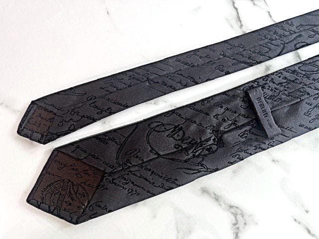 【極上カリグラフィー】 Berluti ベルルッティ グレイ×ブラック ネクタイ