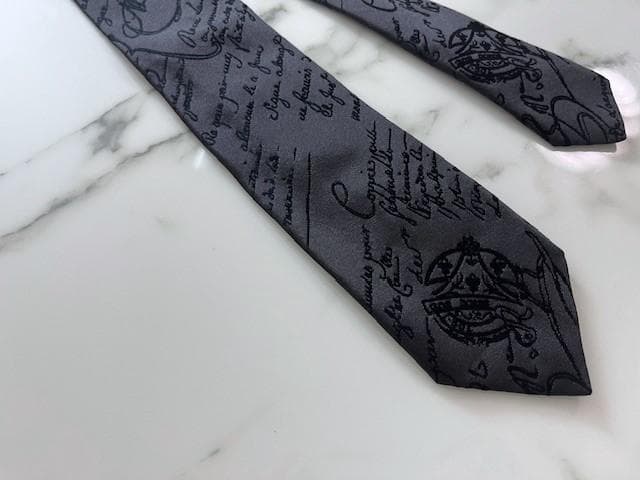 【極上カリグラフィー】 Berluti ベルルッティ グレイ×ブラック ネクタイ