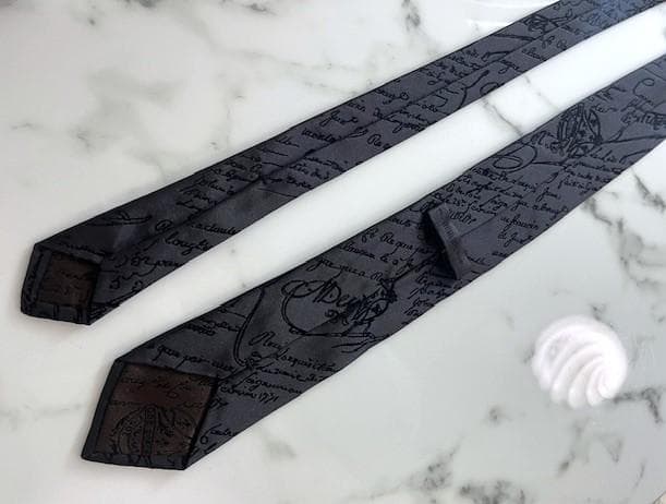 【極上カリグラフィー】 Berluti ベルルッティ グレイ×ブラック ネクタイ