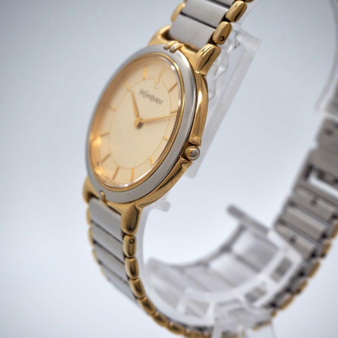 419 稼働【美品】イヴサンローラン時計　箱付き シルバー ゴールド レディース