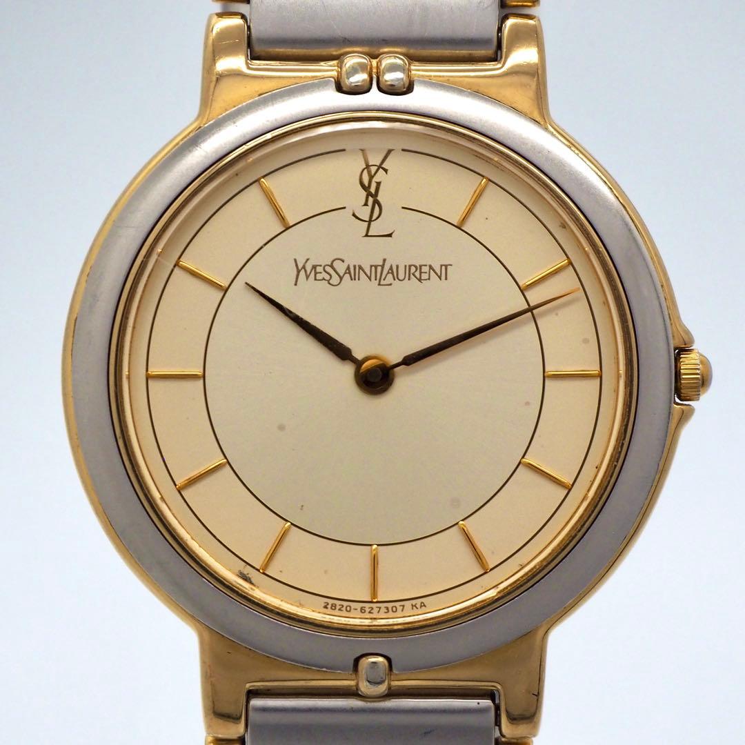 419 稼働【美品】イヴサンローラン時計　箱付き シルバー ゴールド レディース