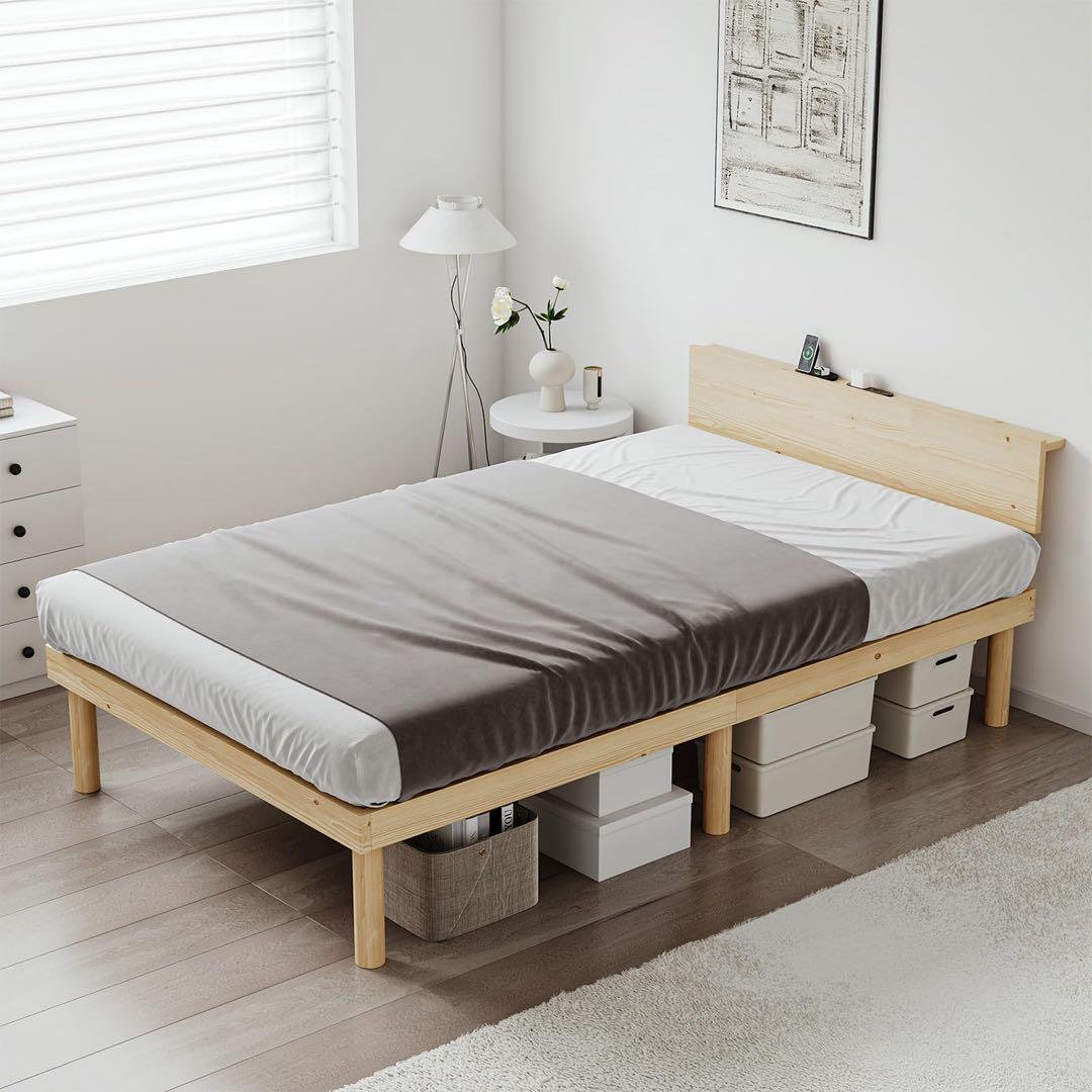 ベッド ベッドフレーム シングル 宮棚 2口コンセント すのこベッド