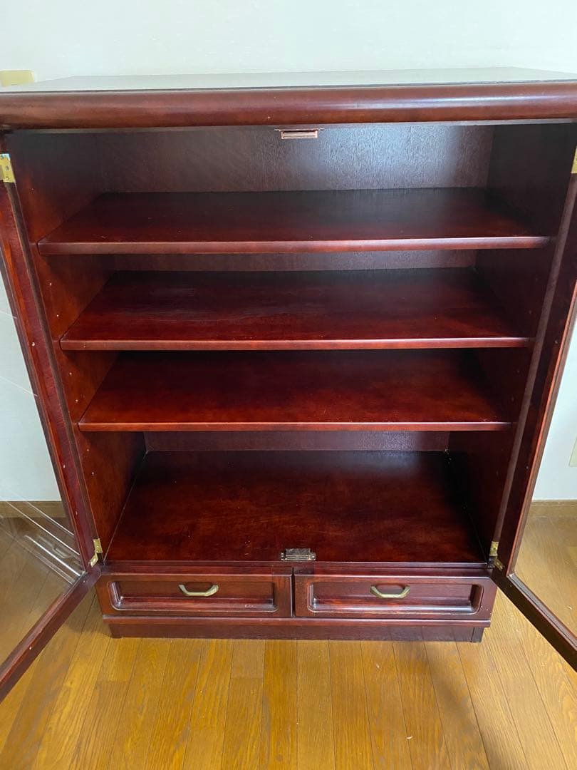 karimoku オールド カリモク キャビネット 木製 ボード ガラス扉付