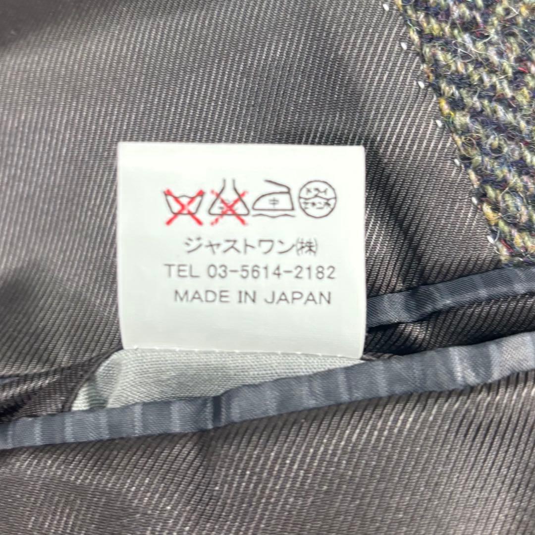 ハリスツイード テーラードジャケット ヘリンボーン 総柄 ウール モスグリーンM