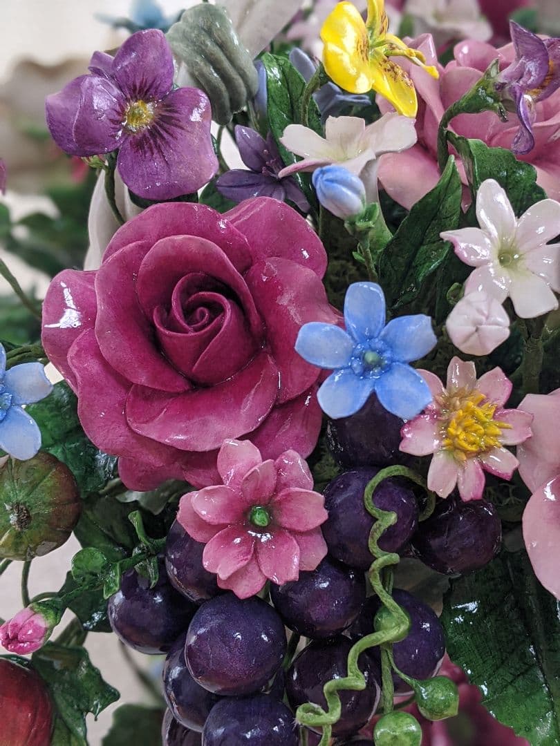 【strawberry】クレイフラワー♡バスケット型フラワーアレンジメント