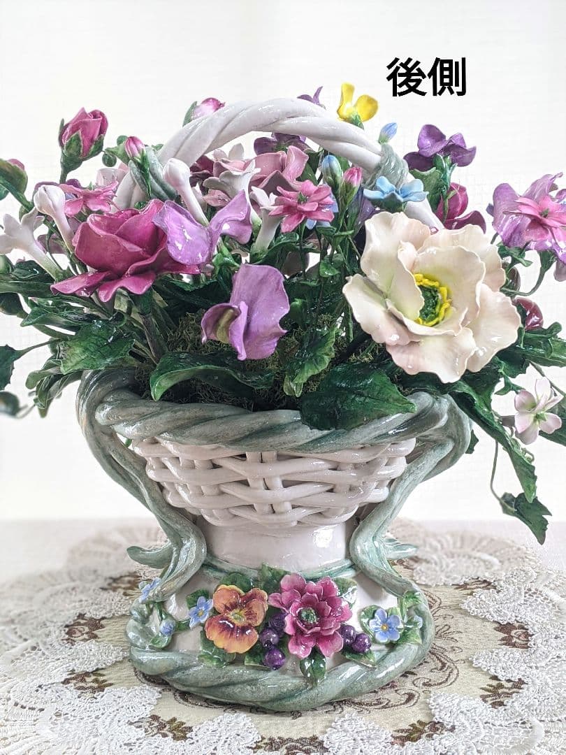 【strawberry】クレイフラワー♡バスケット型フラワーアレンジメント