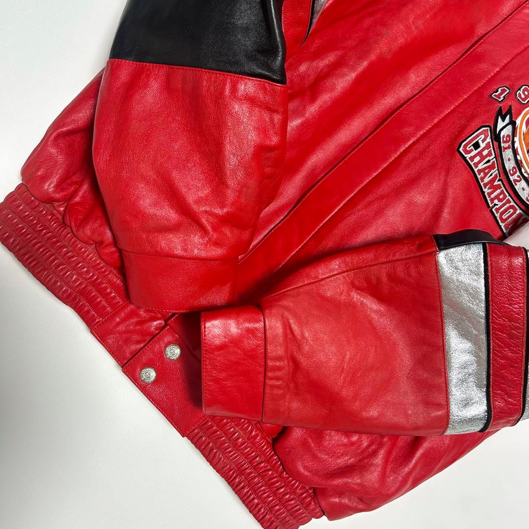 希少JEFF HAMILTON シカゴ・ブルズ レザースタジャン レッド M