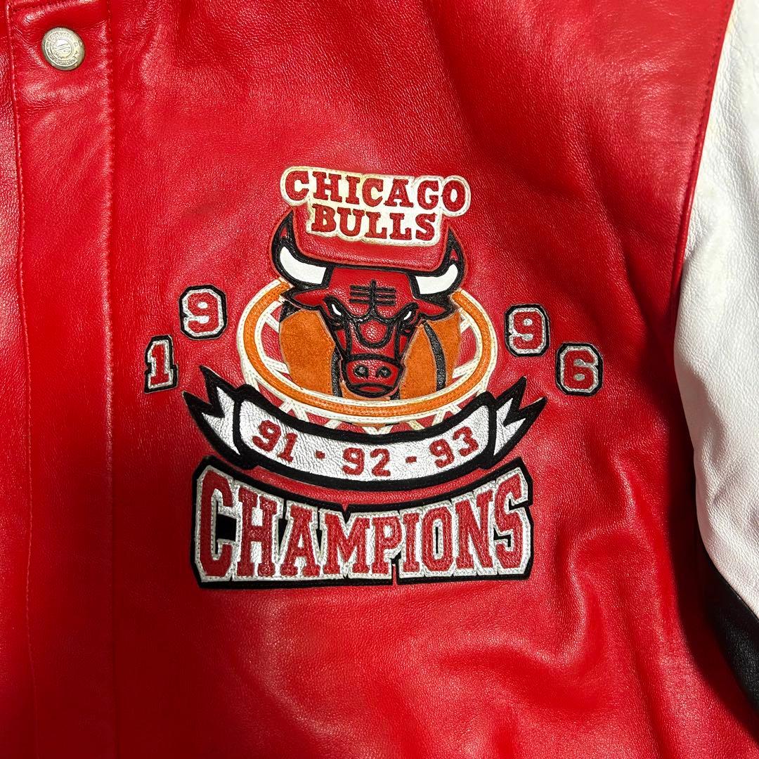 希少JEFF HAMILTON シカゴ・ブルズ レザースタジャン レッド M