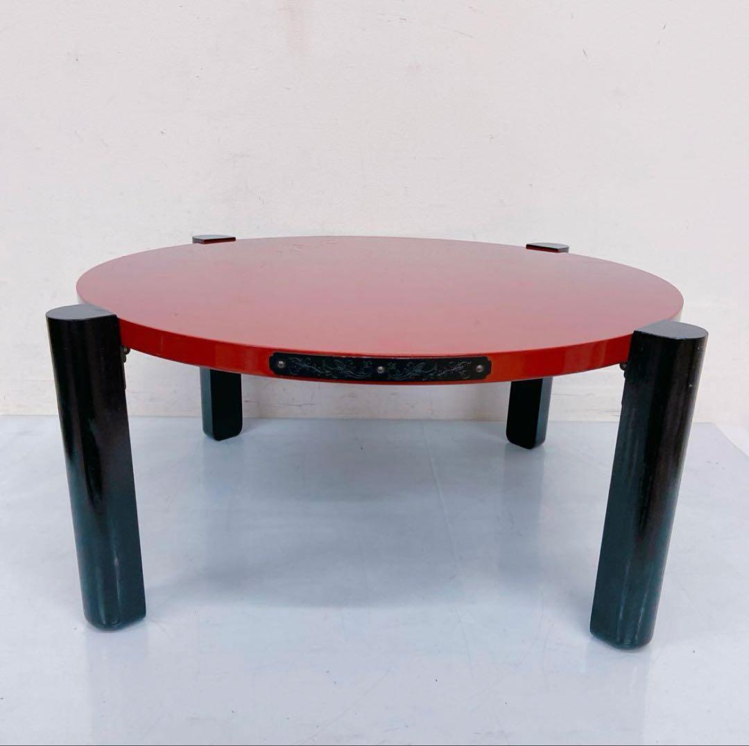 7HM18 漆塗 うるし 丸テーブル 座卓 丸テーブル 和 アンティーク