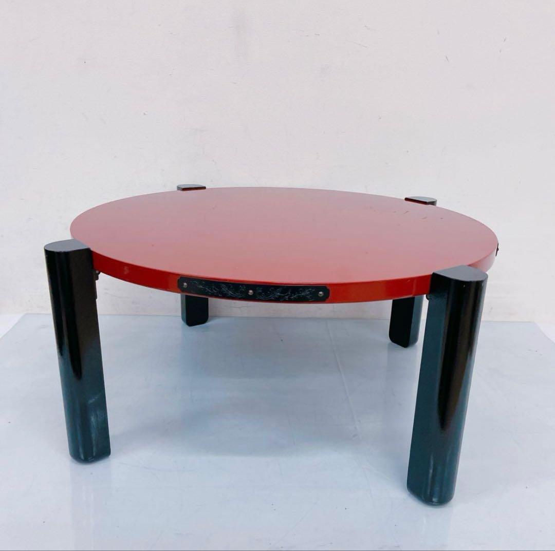 7HM18 漆塗 うるし 丸テーブル 座卓 丸テーブル 和 アンティーク