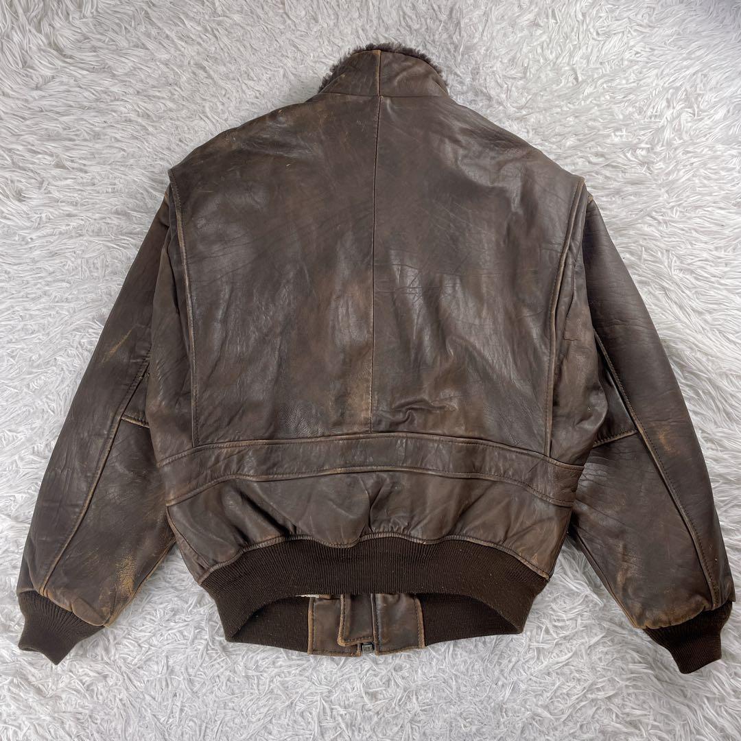 ヴィンテージ G-1 フライトジャケット レザー 羊革 襟ボア 裏地柄 韓国製