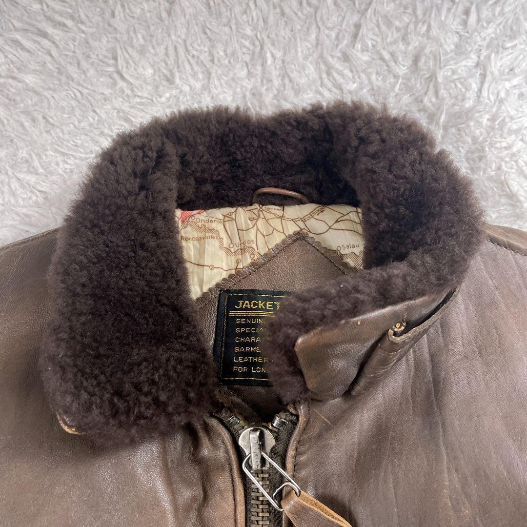 ヴィンテージ G-1 フライトジャケット レザー 羊革 襟ボア 裏地柄 韓国製