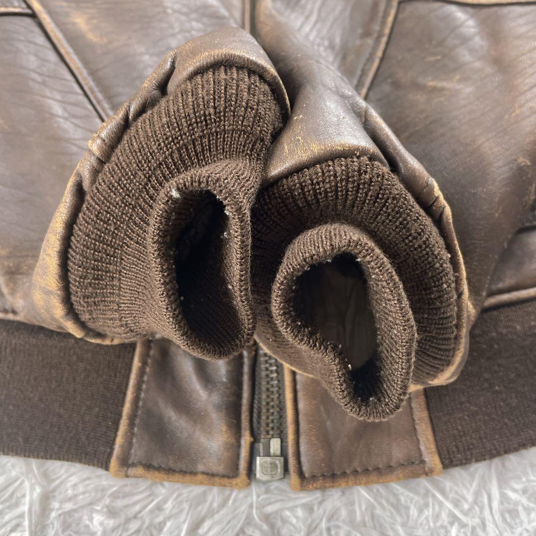 ヴィンテージ G-1 フライトジャケット レザー 羊革 襟ボア 裏地柄 韓国製