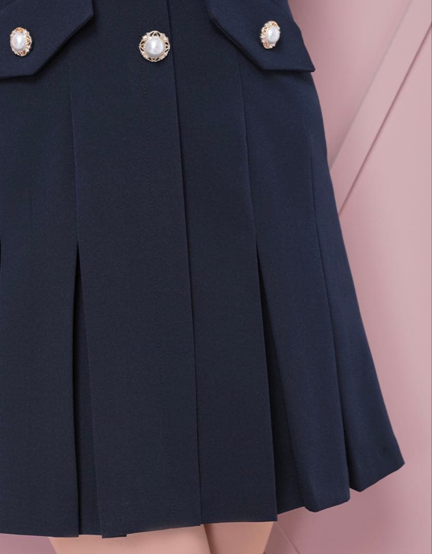 b*様 【an/アン】襟付き/パールボタン/ポケットデザイン/ Aライン/キャバ