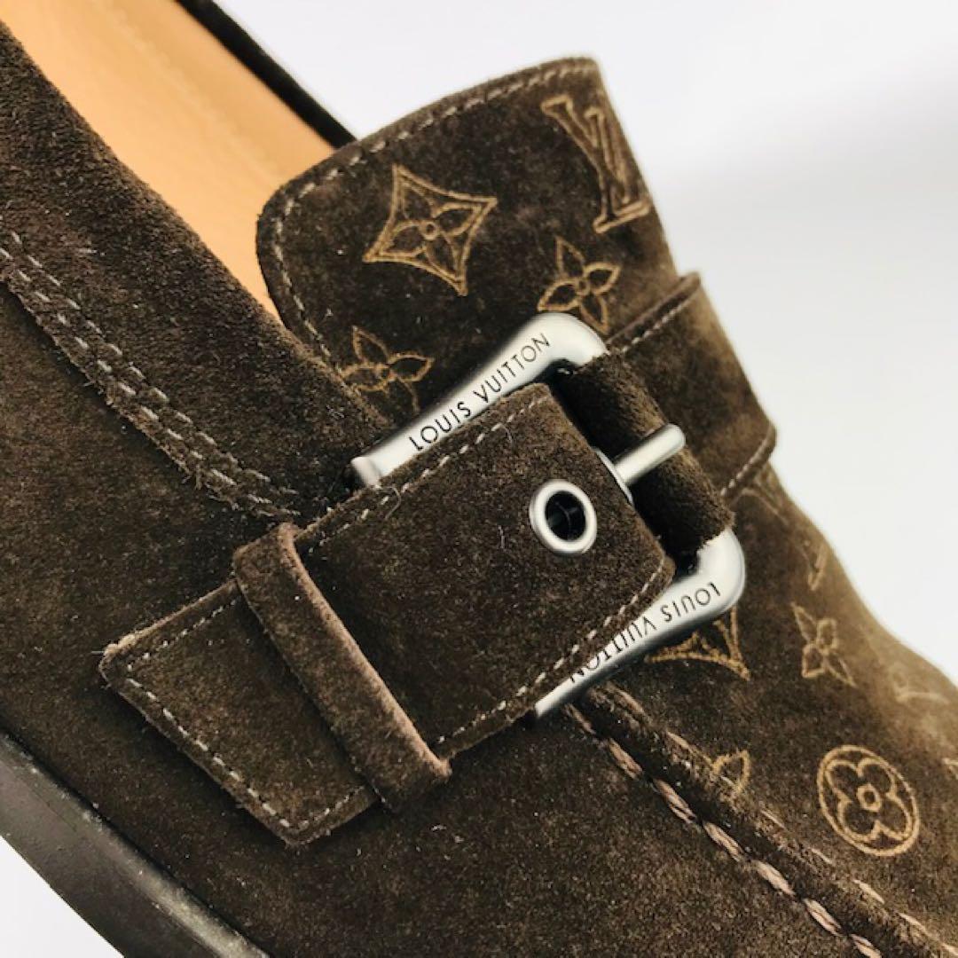 美品★ルイヴィトン・レザー モノグラム柄 ドライビングシューズ(91/2)