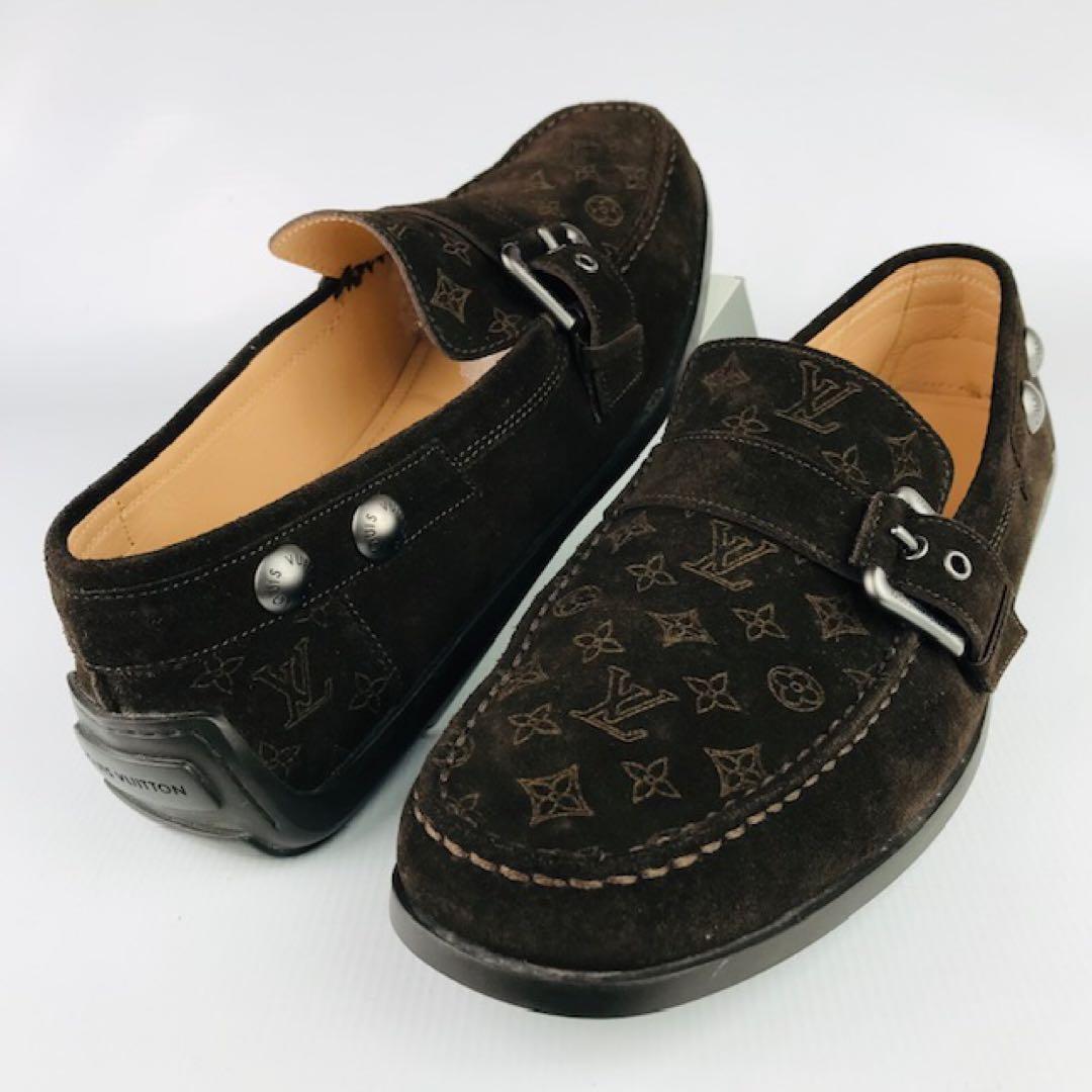 美品★ルイヴィトン・レザー モノグラム柄 ドライビングシューズ(91/2)