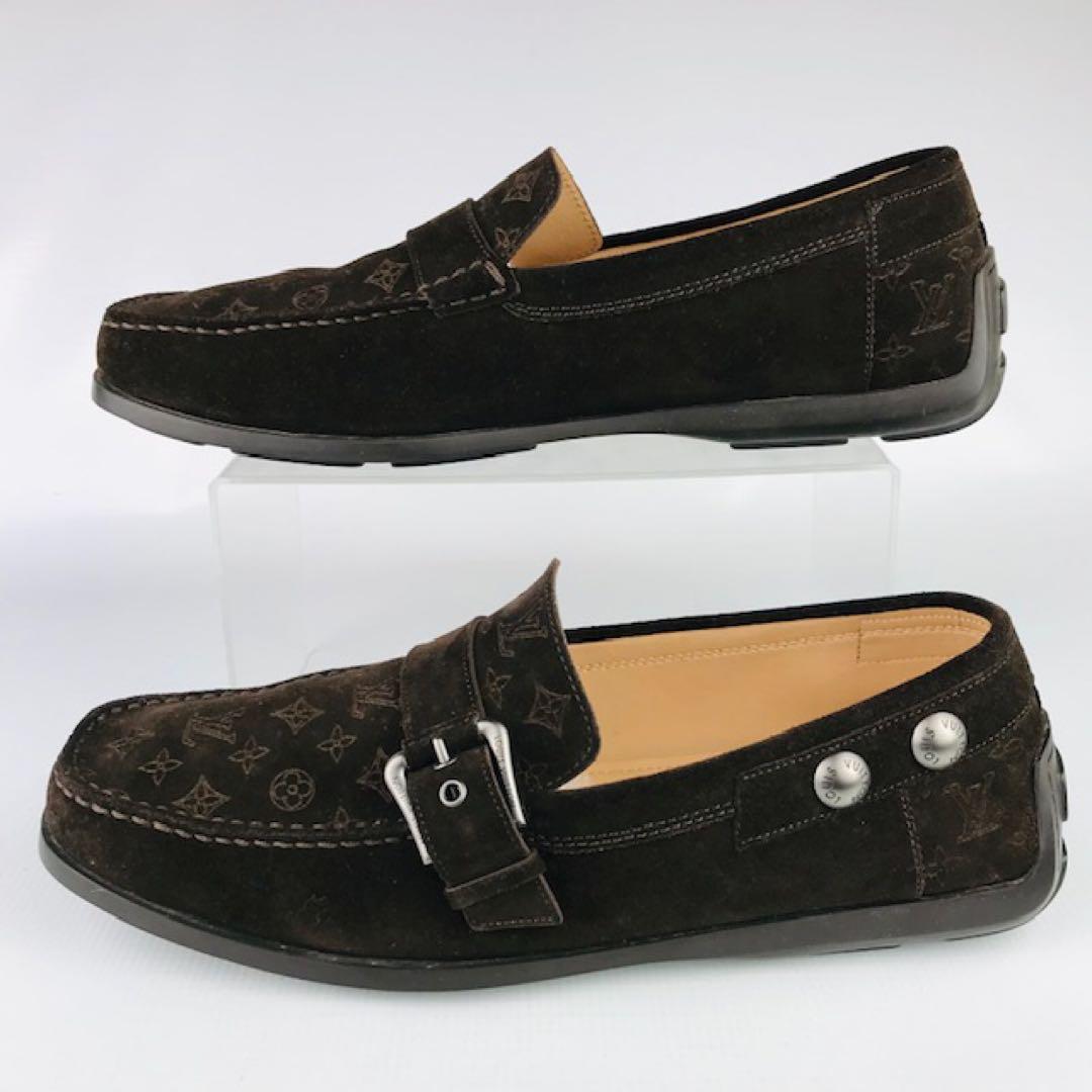 美品★ルイヴィトン・レザー モノグラム柄 ドライビングシューズ(91/2)