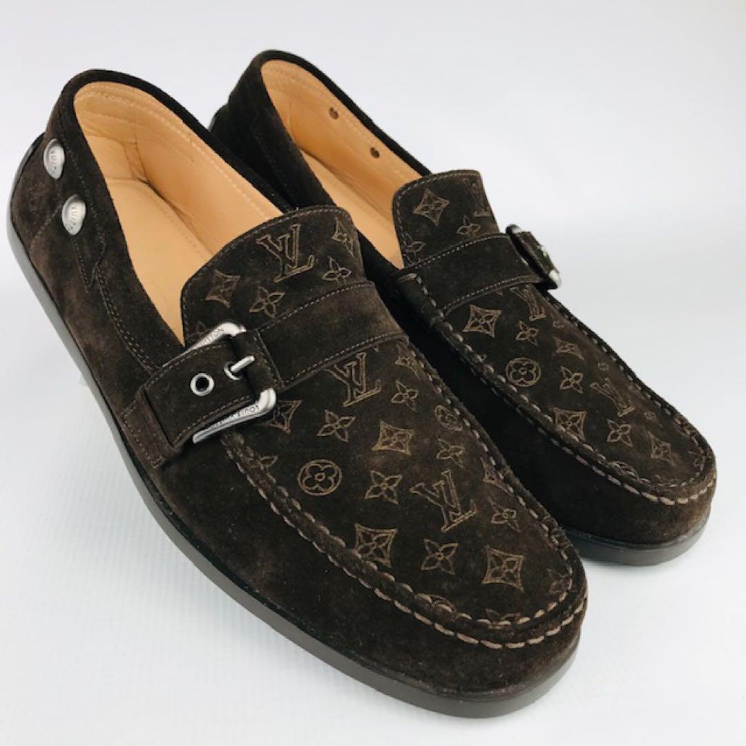 美品★ルイヴィトン・レザー モノグラム柄 ドライビングシューズ(91/2)