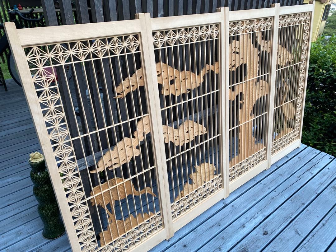 欄間　組子細工　建具　古民家　4枚セット