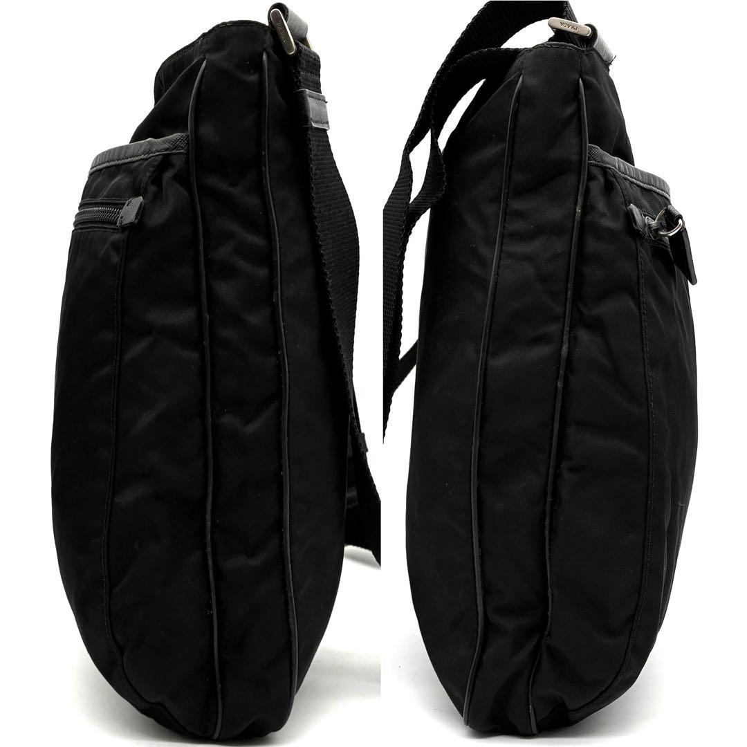 希少モデル・美品 プラダ ショルダーバッグ 白タグ 三角ロゴ 斜め掛け ブラック