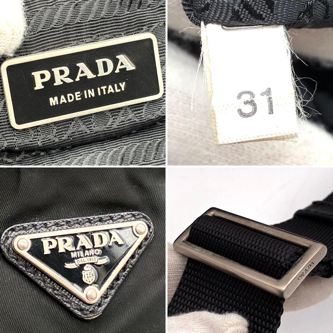 希少モデル・美品 プラダ ショルダーバッグ 白タグ 三角ロゴ 斜め掛け ブラック