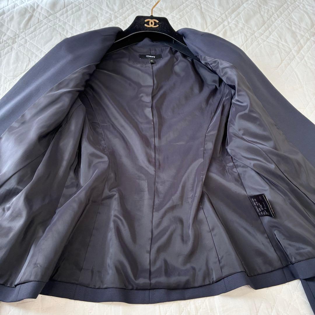 Theory ノーカラージャケット ネイビー フォーマル ビジネス ネイビー