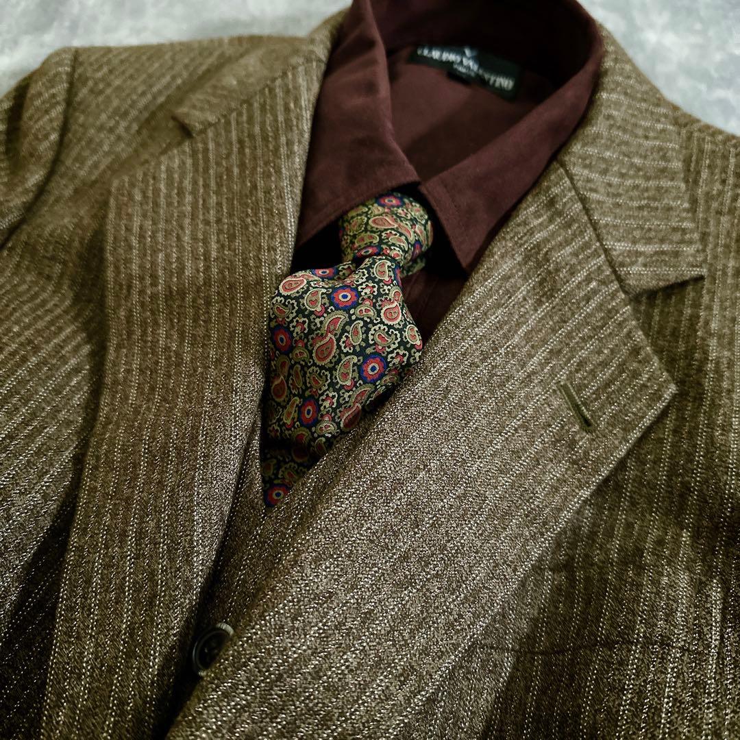 極上ウール ブラウンスリーピーススーツ & ChristianDiorネクタイ