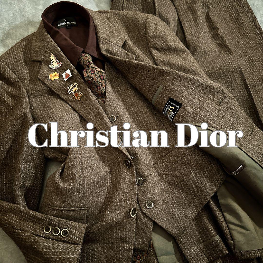 極上ウール ブラウンスリーピーススーツ & ChristianDiorネクタイ