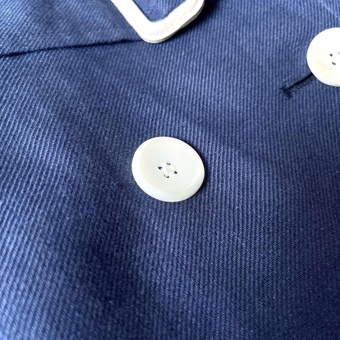 極美品 高級 グレンフェル 英国製 38→M リネン トレンチコート 青ネイビー