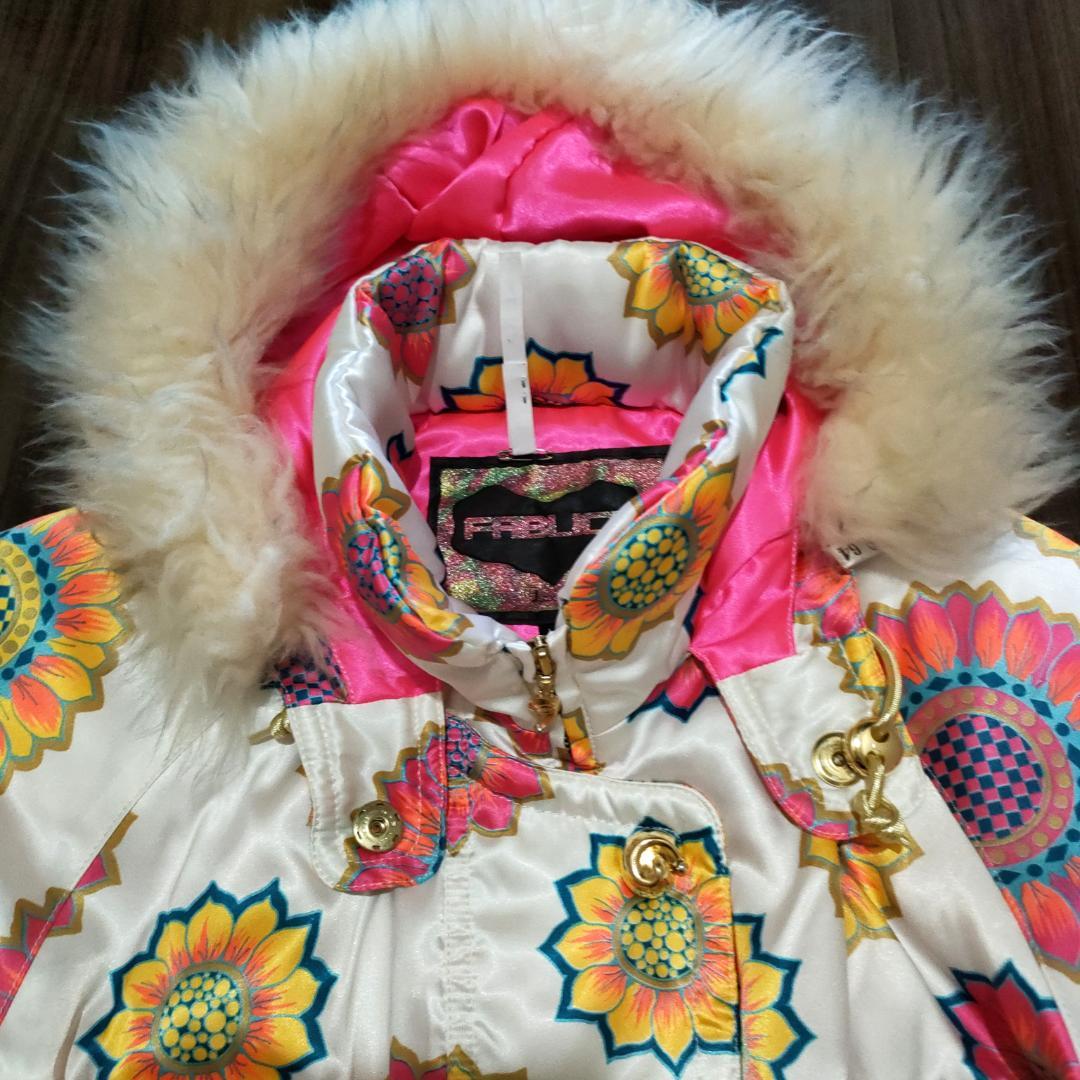 スキーウェア ホワイト ピンク 花柄 レディース Lサイズ