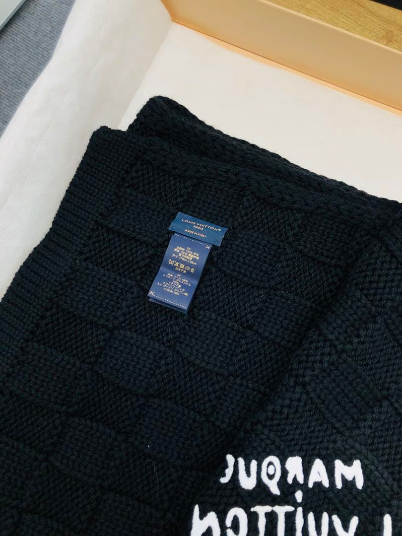 未使用！ LOUIS VUITTON ルイヴィトン ウール マフラー ブラック