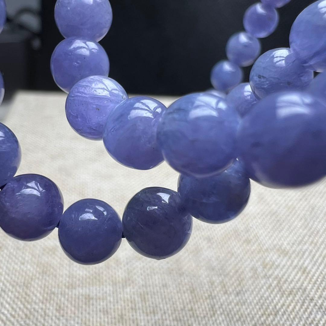 高品質 タンザナイト 5.5mm 54cm 3連ブレスレット 天然石
