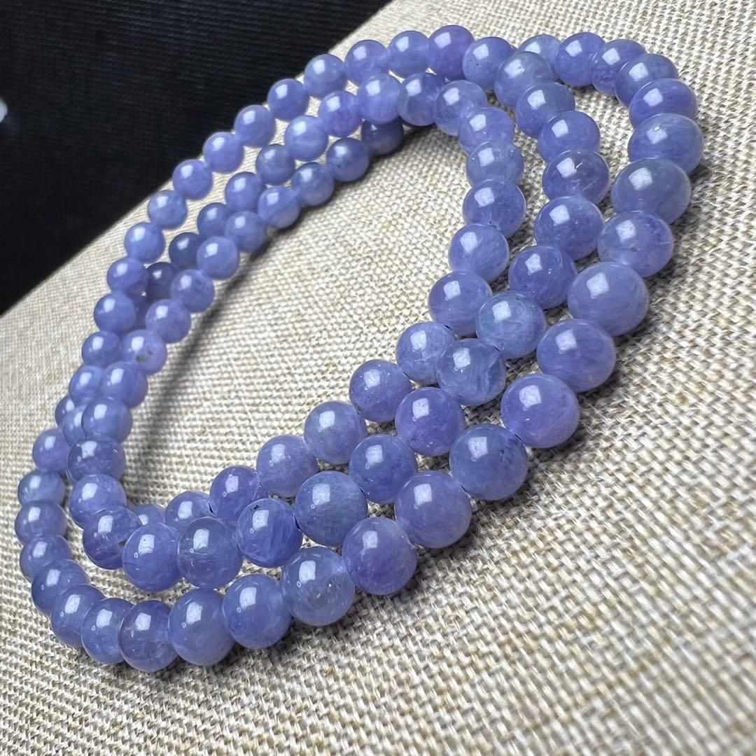 高品質 タンザナイト 5.5mm 54cm 3連ブレスレット 天然石