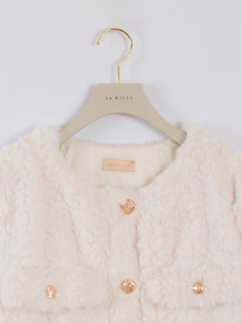 AnMILLE ゴールドボタンファーコート オフホワイト