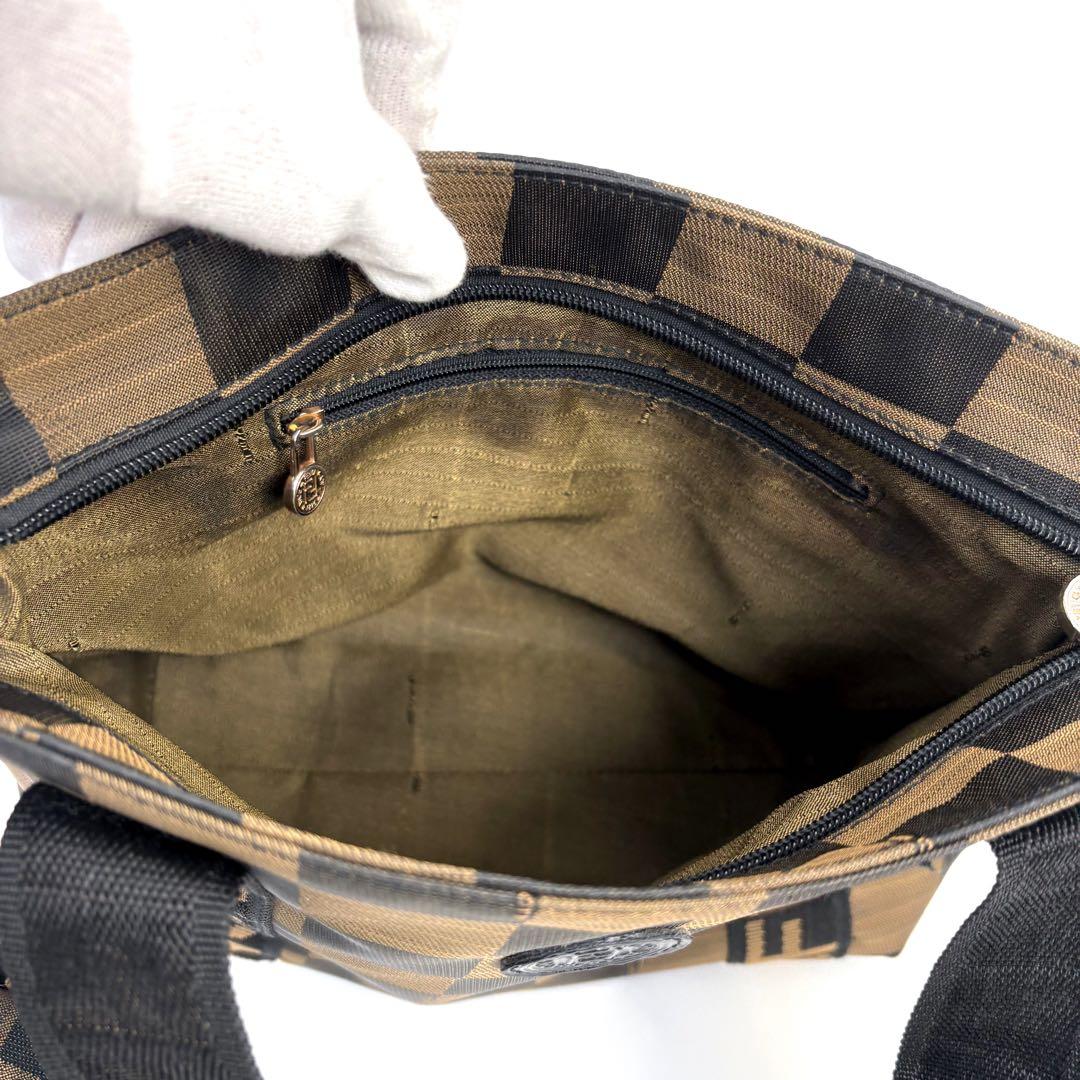 ✨超美品✨FENDI ポーチ付きミニトートバッグ ハンドバッグブロックチェック