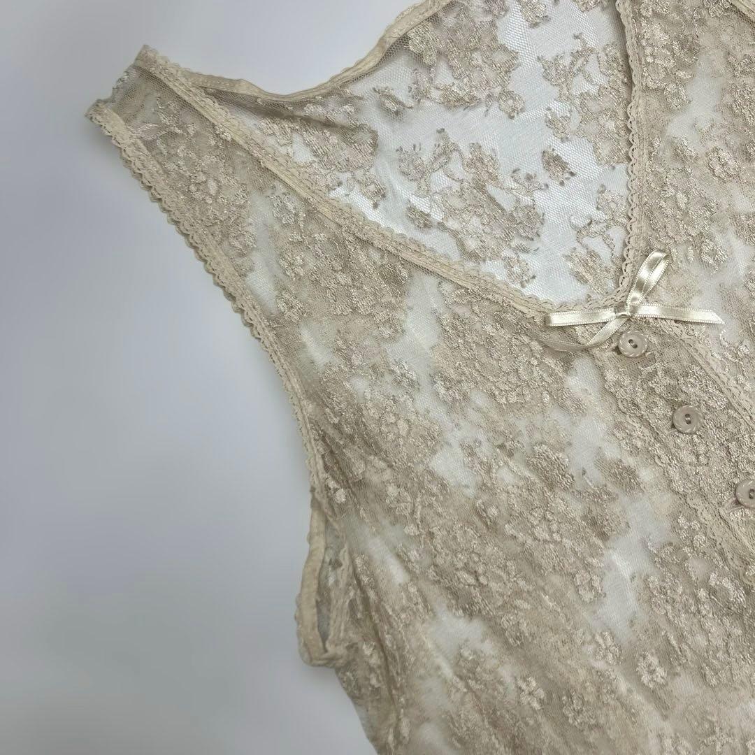 【試着のみ】ピンクハウス 生成 レースジャンパースカート