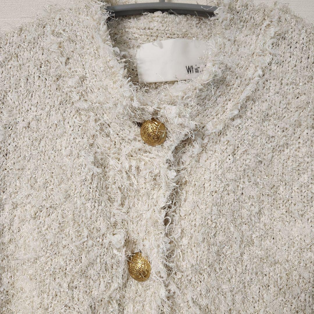 メルカリ最安★雑誌掲載★ウィムガゼット　ラメツイード ニットジャケット ベージュ