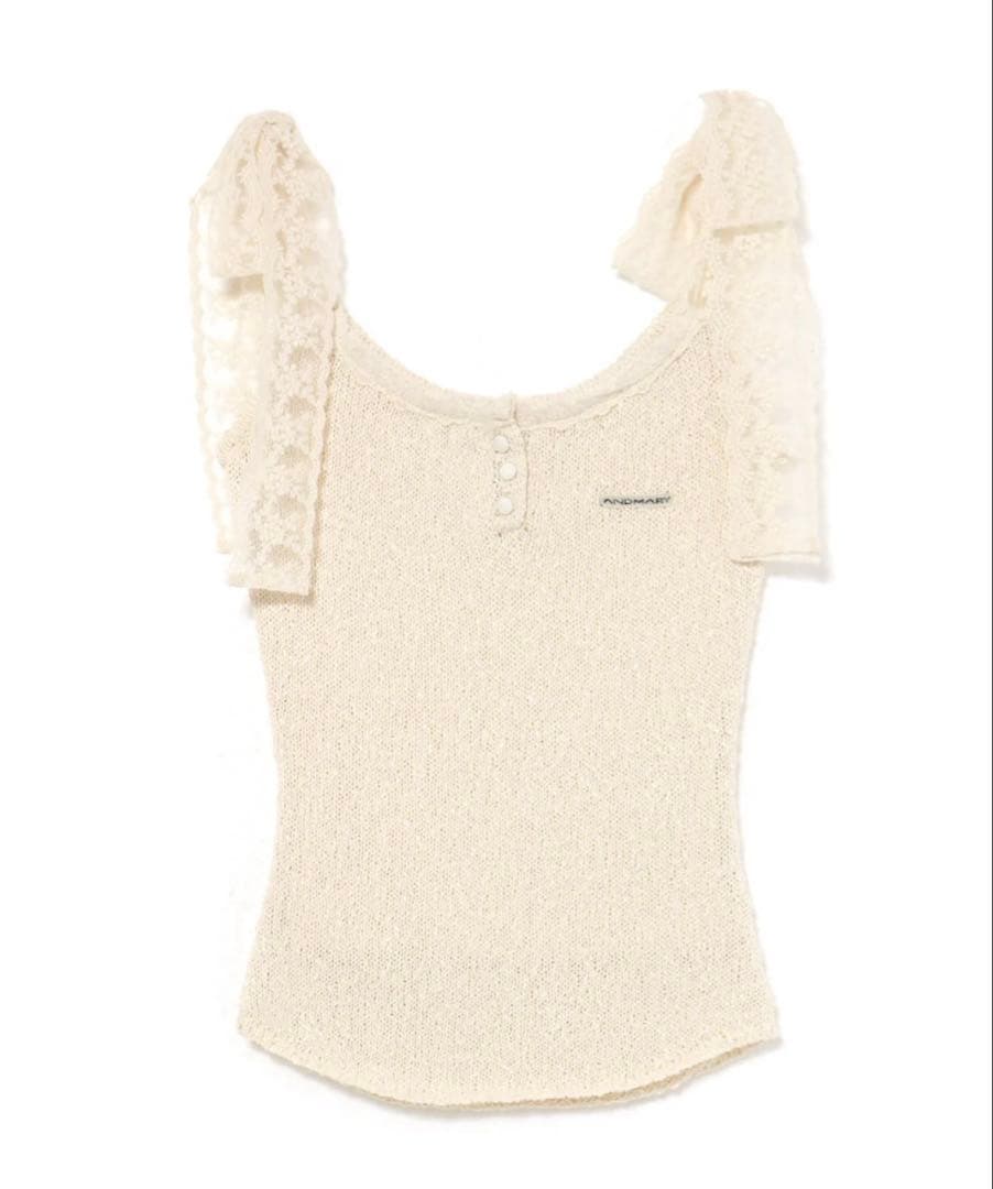 トップス ANDMARY Cotton ribbon tank ivory