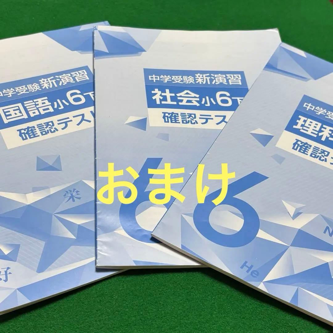 中学受験 新演習　国語　算数　社会　理科　解答と解説付属　確認テスト7冊おまけ付
