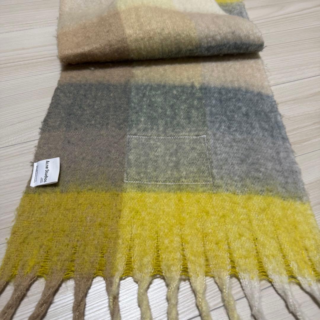 【美品✨】Acne Studios モヘヤ マフラー チェック柄 イエロー