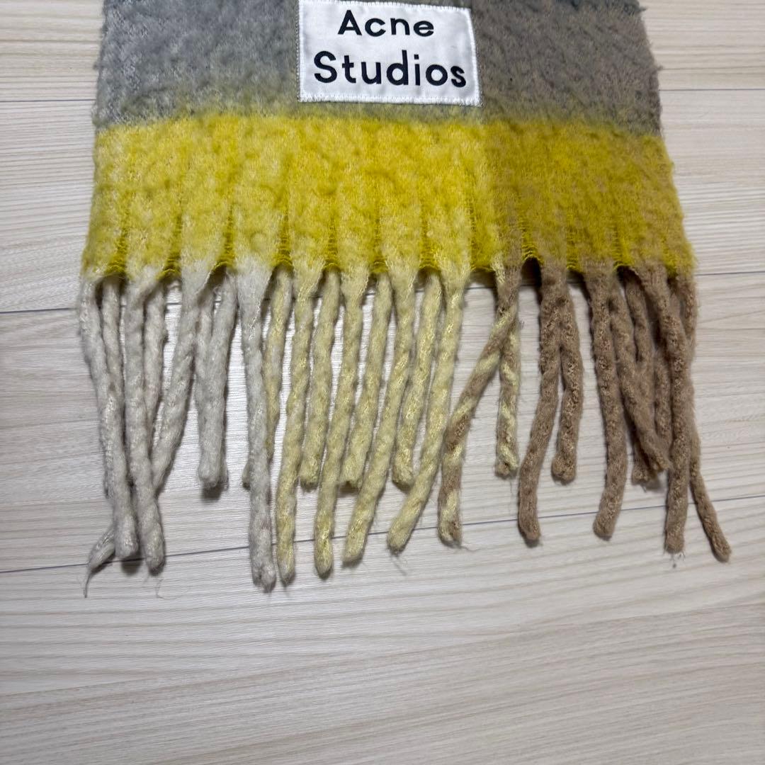 【美品✨】Acne Studios モヘヤ マフラー チェック柄 イエロー