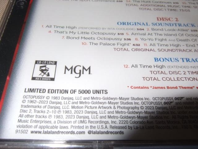 OCTOPUSSY,サントラ,2CD,新品未開封,007,限定5,000枚