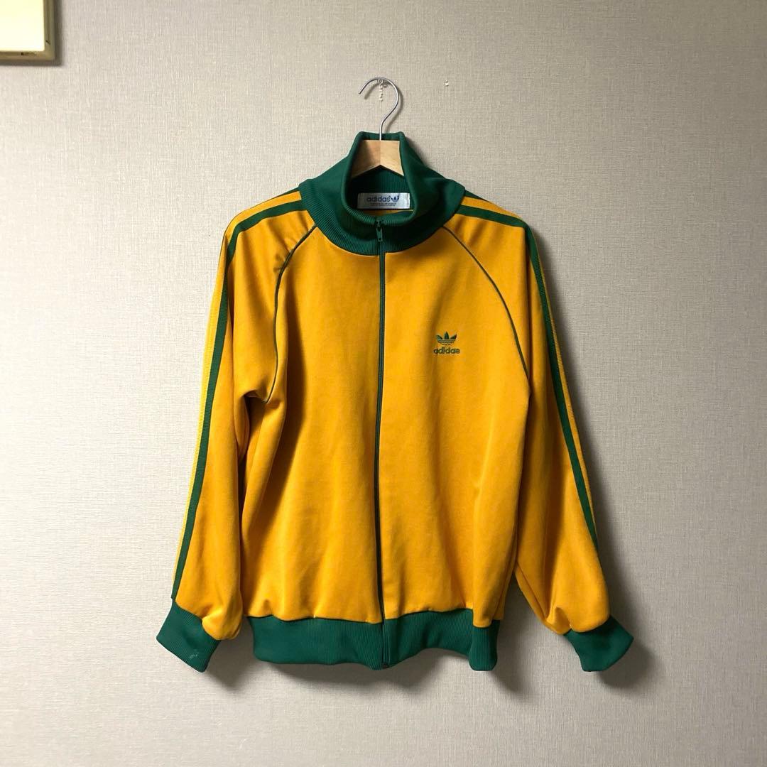 80s adidas トラックジャケット デサント イエロー×グリーン