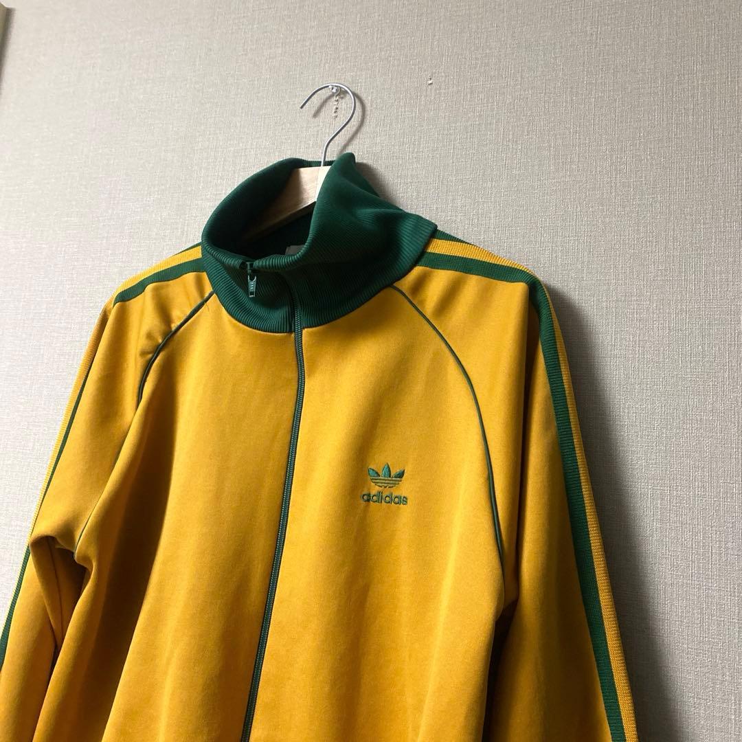 80s adidas トラックジャケット デサント イエロー×グリーン