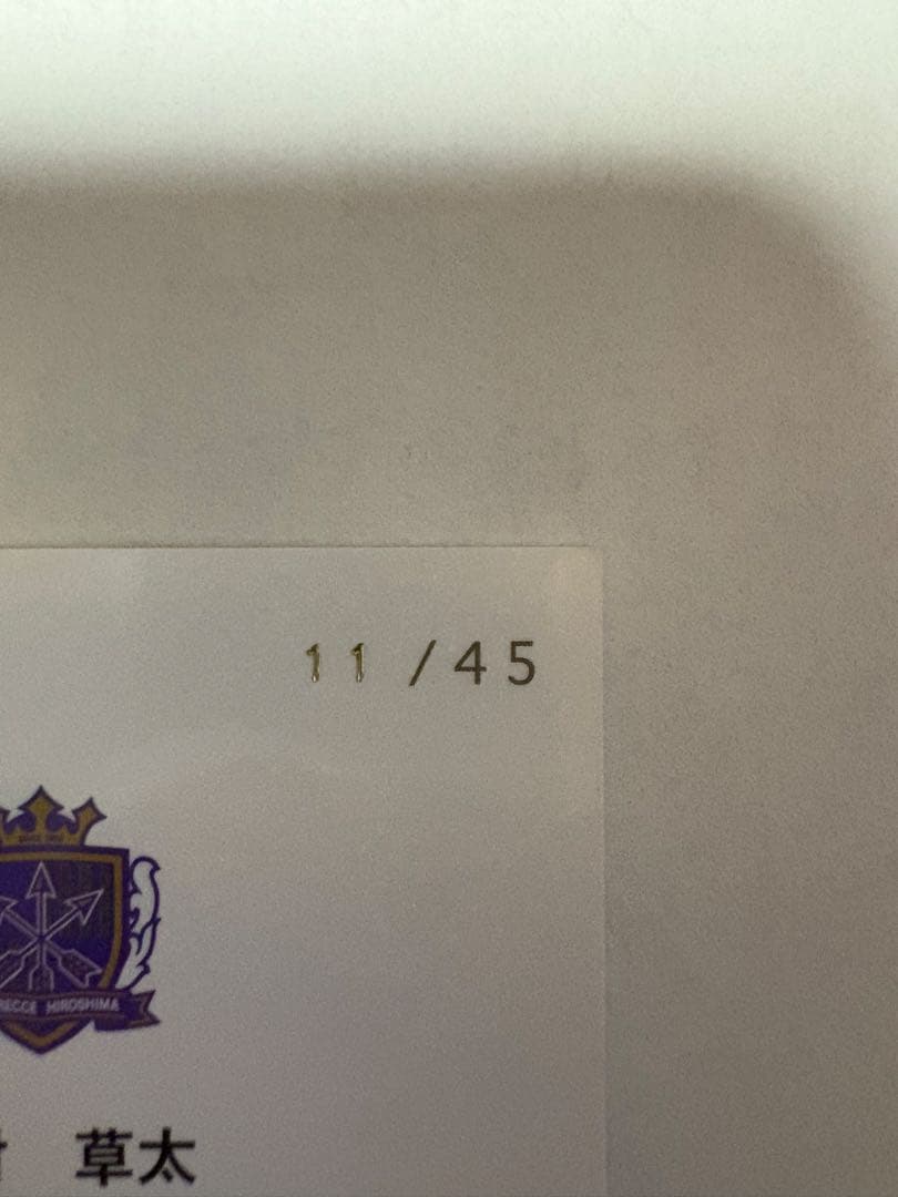 中村草太 シリアル番号11/45サンフレッチェ広島 ルーキーサインカード