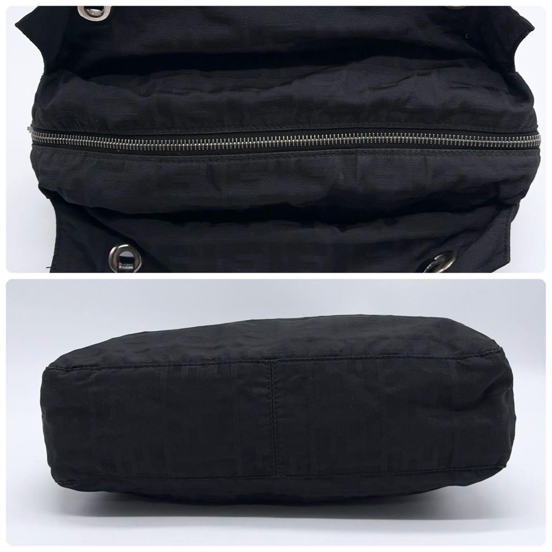 フェンディ　トートバッグ　ズッカ柄　肩がけ　ブラック　FF 黒